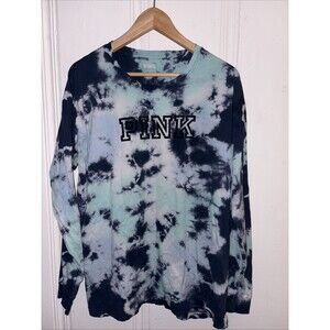 Victoria’s Secret PINK Campus T Long Sleeve Tie Dye Large Blue Grey Purple
